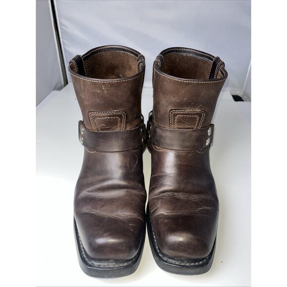 VNT Harley Davidson Harness Riding Boots Genuine Leather Square Toe Ankle Sz 9 - Picture 2 of 13